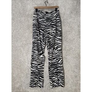 MOTEL Rocks Zoven Trouser in 90's Zebra Black and White Flared Slit Pants - Sm